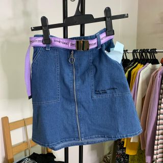 同kids❤️ガチャベルト付160cmm デニムスカート　インパンツ付　ブルー(スカート)