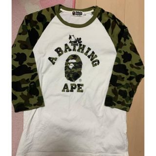 アベイシングエイプ(A BATHING APE)の激安Lサイズ！ BAPE×FELIX THE CAT迷彩カレッジ猿七分袖Tシャツ(Tシャツ/カットソー(七分/長袖))