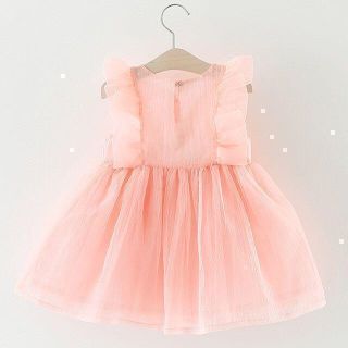 新作♡新品♡60-70cm フリルシフォン×リボンベビードレス♡ピンク(セレモニードレス/スーツ)