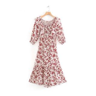 ザラ(ZARA)の1234★春新作 赤 red 花柄 ワンピース(ひざ丈ワンピース)