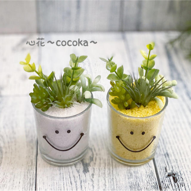人気新品入荷 ✳NEW✳スマイリー ガラスカップ(黄色)❁多肉植物