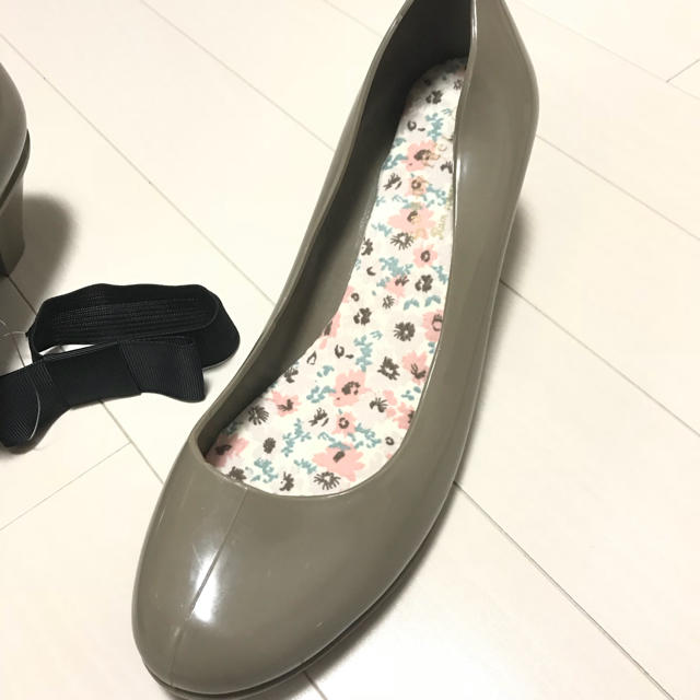 新品☆ 38 レインシューズ パンプス ヒール ベージュ レディースの靴/シューズ(レインブーツ/長靴)の商品写真