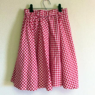 ◎赤ギンガムチェック スカート◎(ひざ丈スカート)