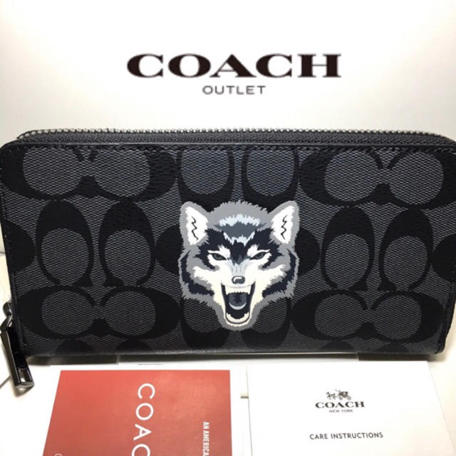 COACH コーチ　長財布　オオカミ　新品　アウトレット