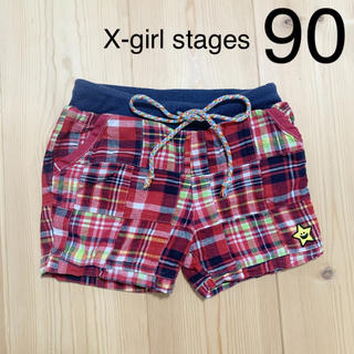 エックスガールステージス(X-girl Stages)の【USED】X-girl stages チェック ショートパンツ 2T 90cm(パンツ/スパッツ)