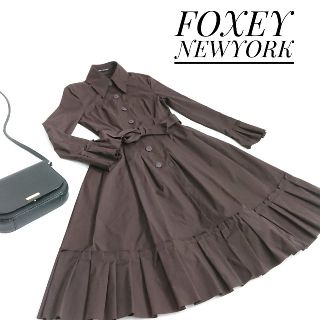 FOXEY - FOXEY NEWYORK フォクシー タフタコート ロングコート ブラウンの通販｜ラクマ