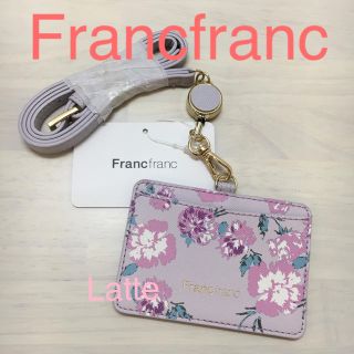 フランフラン(Francfranc)のフランフラン アドラブル IDホルダー グレー Francfranc 花柄(パスケース/IDカードホルダー)