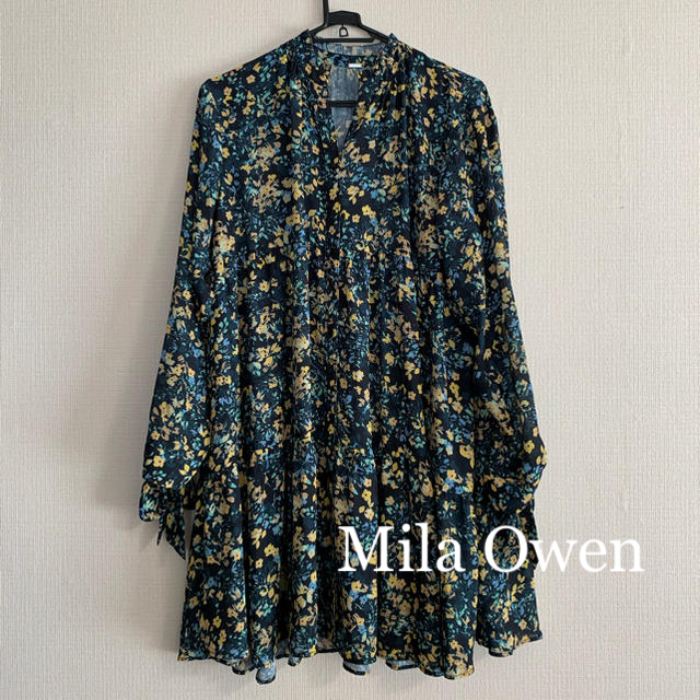 Mila Owen(ミラオーウェン)の【美品】Mila Owen 花柄ティアードひざ丈ワンピース レディースのワンピース(ひざ丈ワンピース)の商品写真