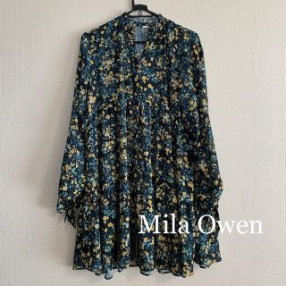 ミラオーウェン(Mila Owen)の【美品】Mila Owen 花柄ティアードひざ丈ワンピース(ひざ丈ワンピース)