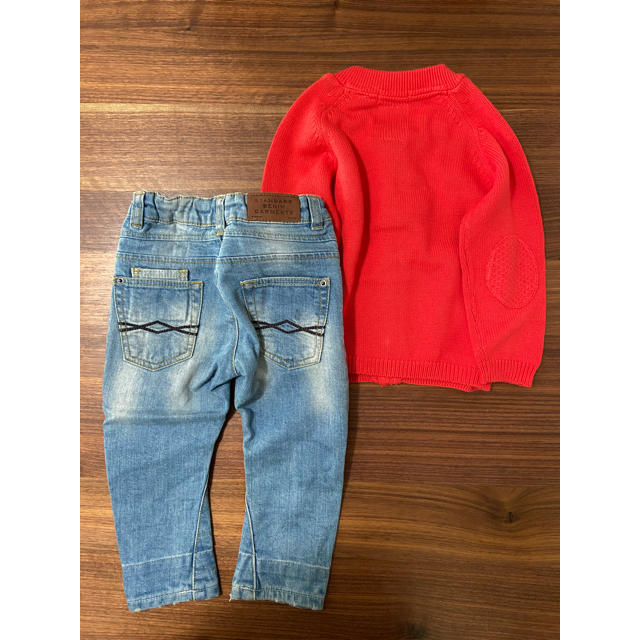 ZARA KIDS(ザラキッズ)の【美品】ZARAデニム&カーディガンセット1-1.6才 キッズ/ベビー/マタニティのベビー服(~85cm)(ニット/セーター)の商品写真