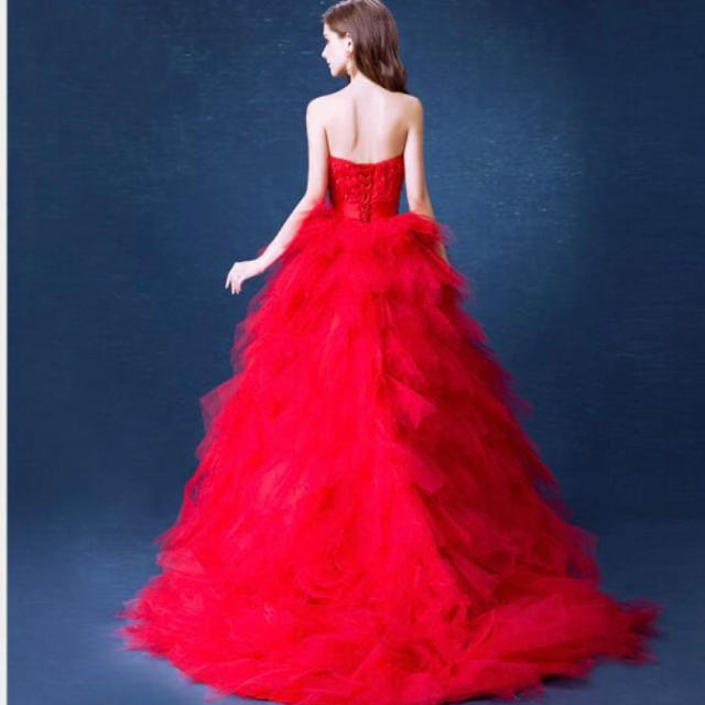 赤 ドレス ウエディング カラードレス 前撮り 二次会 レッド