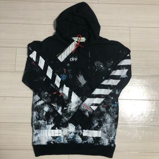 オフホワイト　off White パーカー　裏起毛　ペイント　かわいい