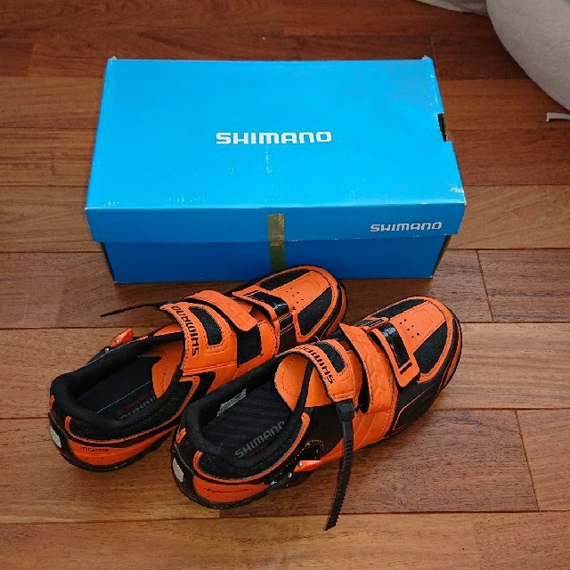 SHIMANO(シマノ)のオレンジ統一セット サイクルジャージ&SHIMANOザック&ビンディングシューズ スポーツ/アウトドアの自転車(ウエア)の商品写真