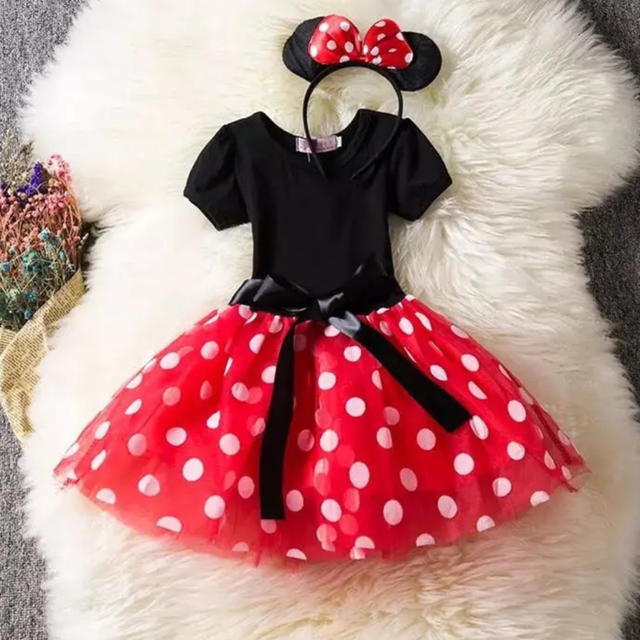 Disney(ディズニー)のミニー　チュールワンピース　ドレス　なりきり　衣装 キッズ/ベビー/マタニティのベビー服(~85cm)(セレモニードレス/スーツ)の商品写真