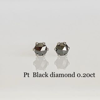 プラチナ ブラックダイヤモンド0.20ct！ローズカットピアス！(ピアス)