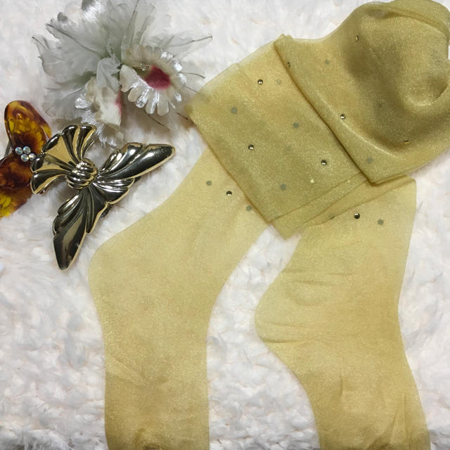 Lochie(ロキエ)の🔻023＼vintage  gold  sheer stocking🍰 レディースのレッグウェア(タイツ/ストッキング)の商品写真