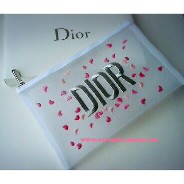 Dior(ディオール)のDior💕ディオール ポーチ♪ 白メッシュ花刺繍 コスメポーチ クラッチバッグ レディースのファッション小物(ポーチ)の商品写真