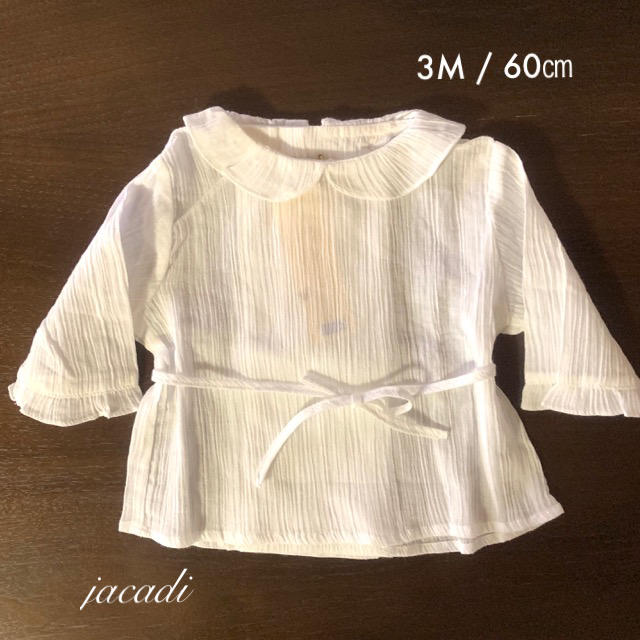Jacadi(ジャカディ)のjacadi 3M ( 60㎝ ) ホワイト 丸襟 長袖チュニック キッズ/ベビー/マタニティのベビー服(~85cm)(シャツ/カットソー)の商品写真