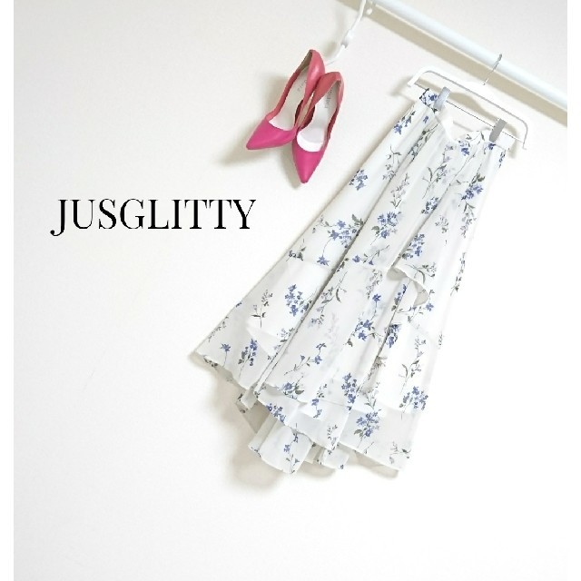 JUSGLITTY(ジャスグリッティー)のJUSGLITTY フラワースカート フリル ラッフル レディースのスカート(ひざ丈スカート)の商品写真