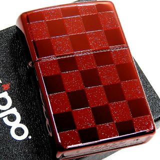 ジッポー(ZIPPO)の送料無料☆zippo☆両面☆グロスチェック☆レッド☆ジッポ(タバコグッズ)