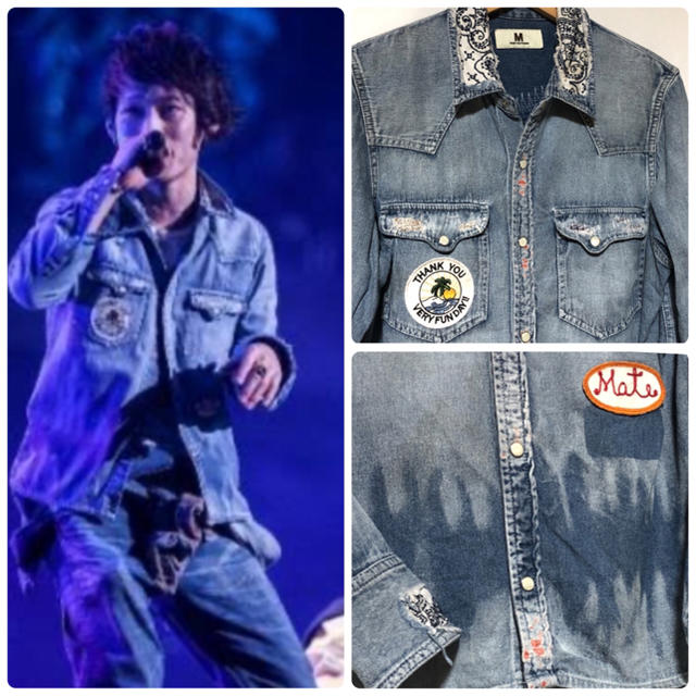 M - M デニムシャツ M/エム UVERworld TAKUYA∞着 リペアの通販 M - M デニムシャツ M/エム UVERworld TAKUYA∞着 リペアの通販