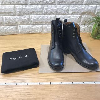 アニエスベー(agnes b.)の★未使用★アニエスベー★レースアップショートブーツ★24cm 黒 ¥40700(ブーツ)