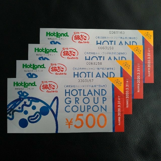 [i-shi様専用] ホットランド株主優待券 １０枚（¥500 x 10枚） チケットの優待券/割引券(フード/ドリンク券)の商品写真