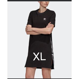 アディダス(adidas)のadidasオリジナルス★Tシャツワンピ　ブラック　XL(ミニワンピース)