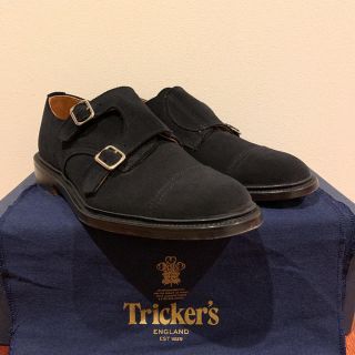 トリッカーズ(Trickers)のトリッカーズ　ルフス　ダブルモンク　ブラックスウェード　UK8  新品同様(ドレス/ビジネス)