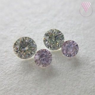 合計 約 0.4 ct ピンク ＆ グリーン 系 天然 ダイヤ セット(リング(指輪))