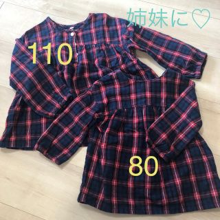 ムジルシリョウヒン(MUJI (無印良品))の【無印良品】女の子チュニック　姉妹　110&80(Tシャツ/カットソー)