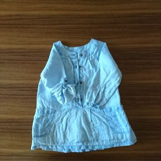 ザラキッズ(ZARA KIDS)のZARAbabygirl  リネンワンピース チュニック 78センチ 9-12s(ワンピース)