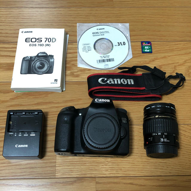 Canon EOS70D＋レンズ(Canon製)、SDカード付