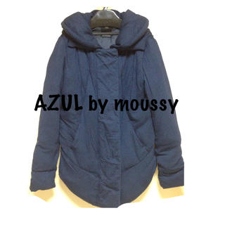 アズールバイマウジー(AZUL by moussy)のAZUL中綿ロングコート ネイビー S(ダウンコート)