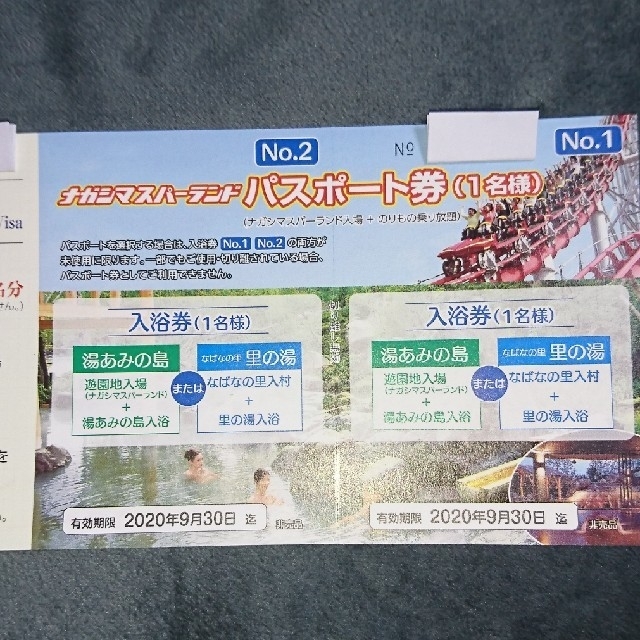 ナガシマリゾート  パスポート  1枚 チケットの施設利用券(遊園地/テーマパーク)の商品写真