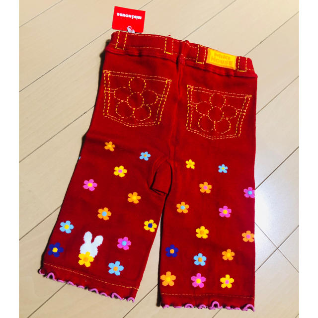 新品90ミキハウス　スパッツ赤 キッズ/ベビー/マタニティのベビー服(~85cm)(パンツ)の商品写真