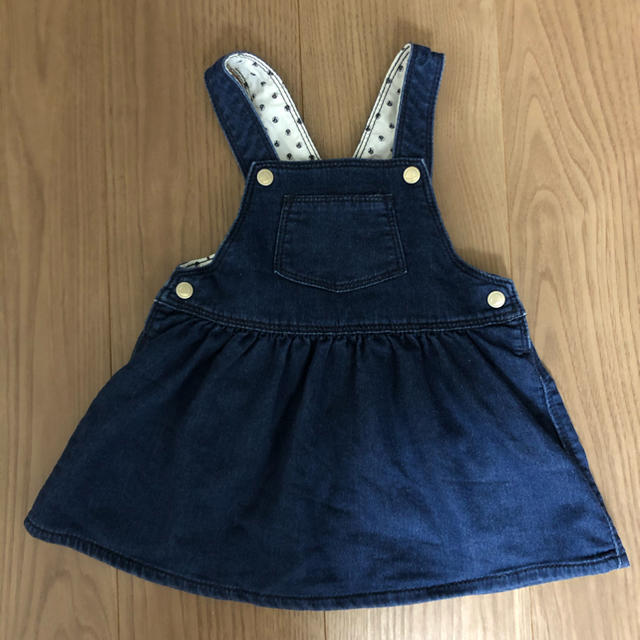 PETIT BATEAU(プチバトー)のプチバトー デニム風スウェットジャンパースカート12m キッズ/ベビー/マタニティのベビー服(~85cm)(ワンピース)の商品写真