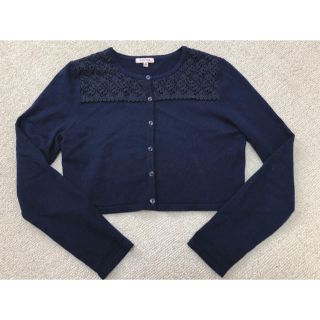 トッカ(TOCCA)のTOCCA トッカ ♡ お花レースのボレロ カーディガン トップス XS 紺色(ボレロ)