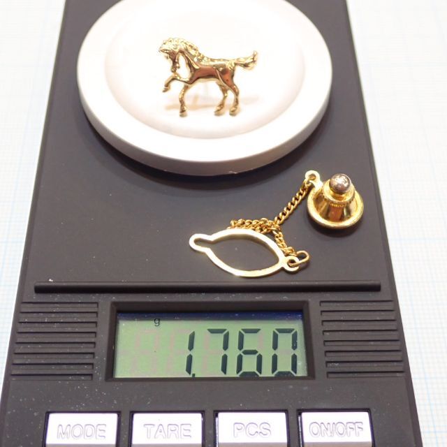 K18 馬 タイタック■ピンタック■うま ホース horse モチーフ磨き仕上げ メンズのアクセサリー(その他)の商品写真