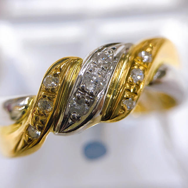 K18 PT900 ダイヤモンド コンビリング 0.08ct rotondaro.com.uy
