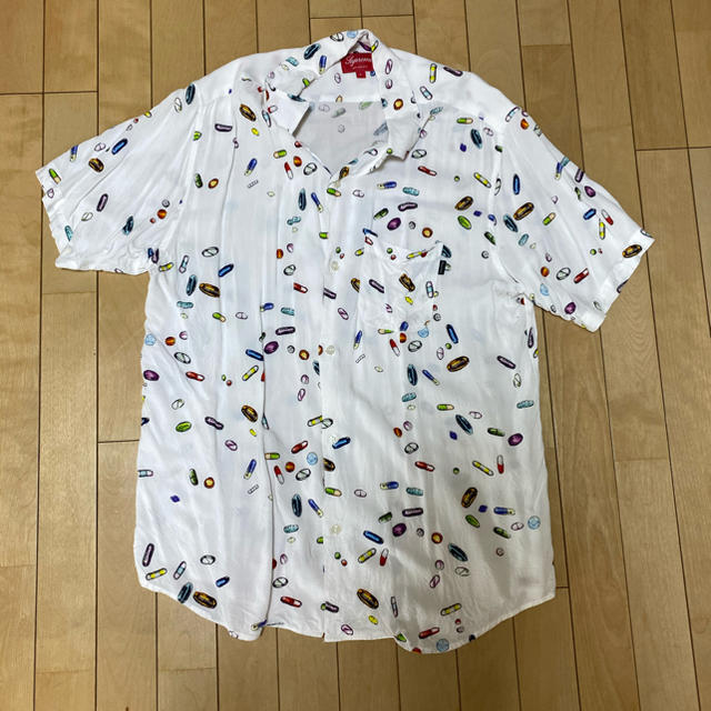 Supreme 17ss PILLS RAYON SHIRT L ホワイトトップス