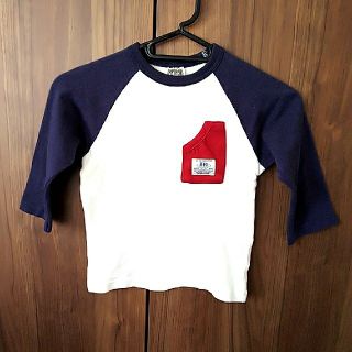 エフオーキッズ(F.O.KIDS)のF.O.KIDS 紺×白 長袖 ラグランTシャツ ロンT／110㌢(Tシャツ/カットソー)