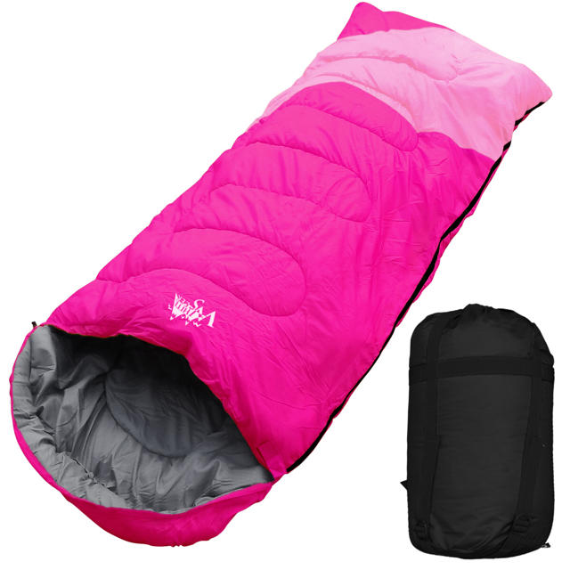 ワイドサイズ 寝袋 シュラフ 封筒型 コンパクト収納 最低使用温度-7℃ ピンクの通販 by archi｜ラクマ