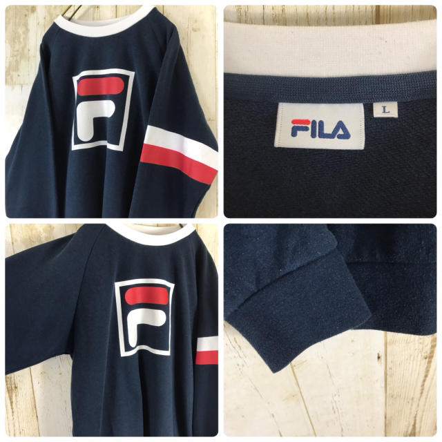 FILA(フィラ)のFILA フィラ スウェット トレーナー ビッグロゴ サイドライン ネイビー メンズのトップス(スウェット)の商品写真