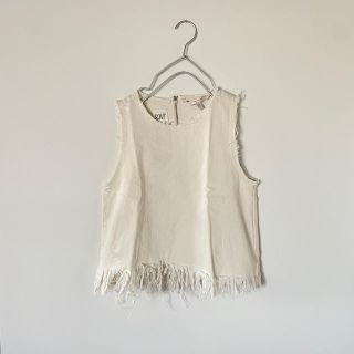 ザラ(ZARA)のZARA デニム　ノースリーブ　フリンジ(タンクトップ)