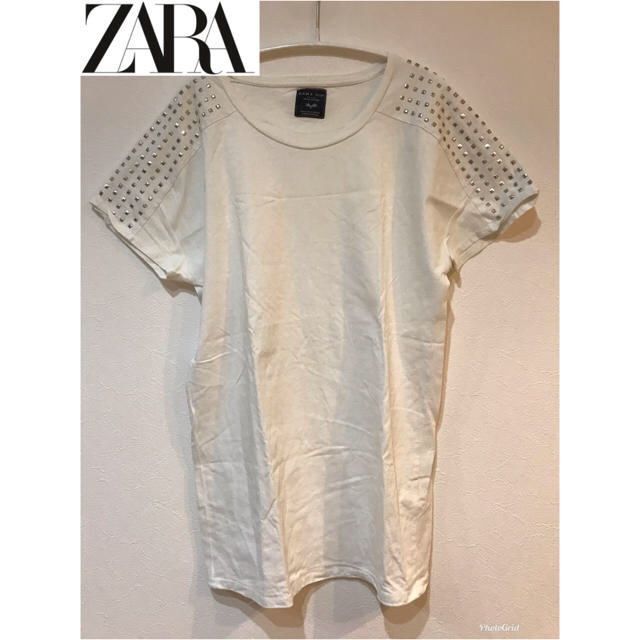 ZARA(ザラ)のザラ ZARA Tシャツ【ホワイト×無地×ビョウ】 メンズのトップス(Tシャツ/カットソー(半袖/袖なし))の商品写真