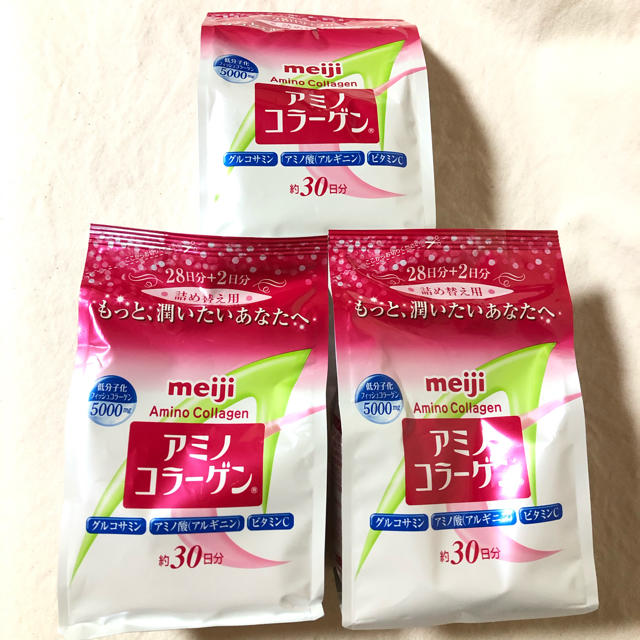 明治(メイジ)の明治 アミノコラーゲン 詰め替え用 214g 3袋 食品/飲料/酒の健康食品(コラーゲン)の商品写真