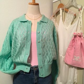 ロキエ(Lochie)の🔻最終SALE‼️vintage  Green  cardigan🧼(カーディガン)