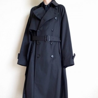 サンシー(SUNSEA)のstein 19aw lay oversized overlap coat 黒S(トレンチコート)
