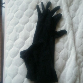 黒のロングレース手袋 美品(手袋)